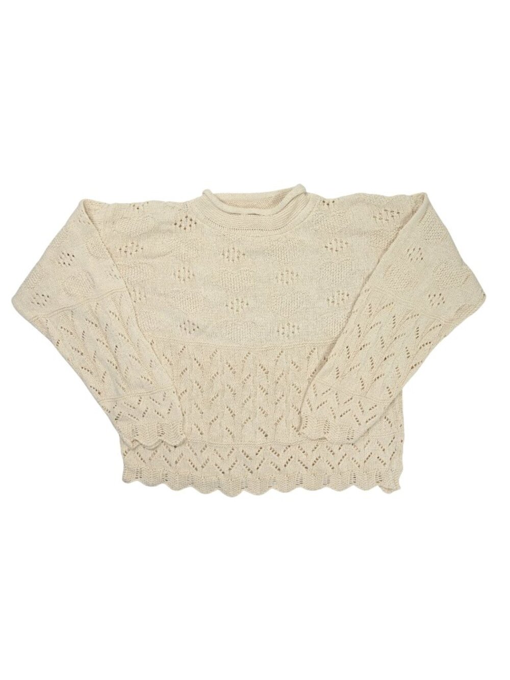 Interim Vintage 90s Rollneck Cotton Sweater in Ivory